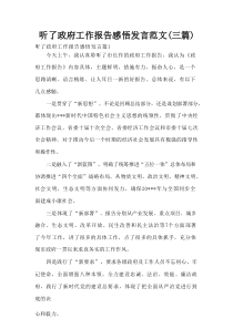 听了政府工作报告感悟发言范文(3篇)