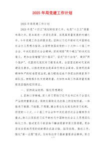 2025年局党建工作计划