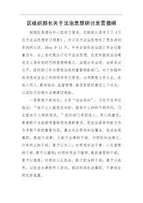 发言提纲区组织部长关于法治思想研讨发言提纲