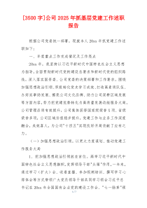 [3500字]公司2025年抓基层党建工作述职报告