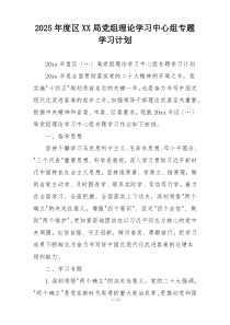 2025年度区XX局党组理论学习中心组专题学习计划