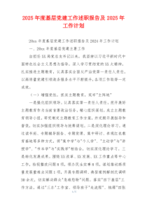 2025年度基层党建工作述职报告及2025年工作计划