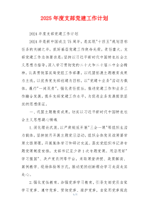 2025年度支部党建工作计划