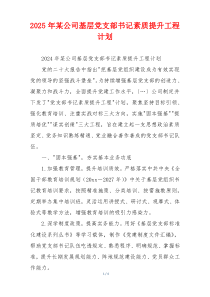 2025年某公司基层党支部书记素质提升工程计划