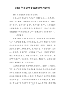 2025年某局党支部理论学习计划