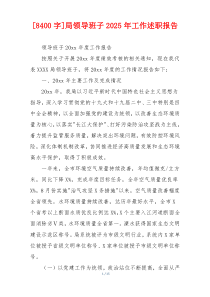 [8400字]局领导班子2025年工作述职报告