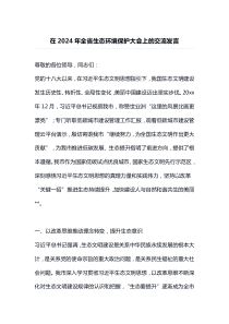 在2024年全省生态环境保护大会上的交流发言