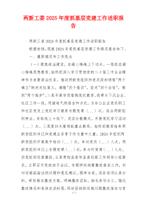 两新工委2025年度抓基层党建工作述职报告