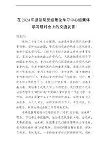 在2024年县法院党组理论学习中心组集体学习研讨会上的交流发言