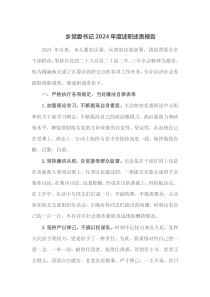 乡党委书记2024年度述职述责报告