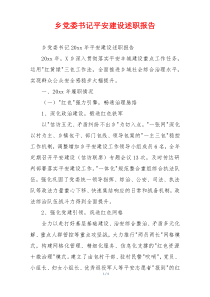 乡党委书记平安建设述职报告