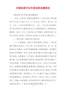 乡镇党委书记年度述职述廉报告