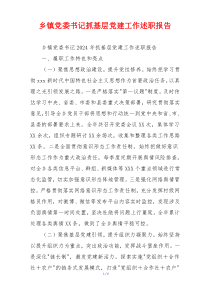 乡镇党委书记抓基层党建工作述职报告