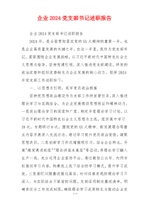 企业2024党支部书记述职报告