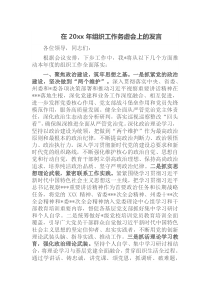 在20xx年组织工作务虚会上的发言