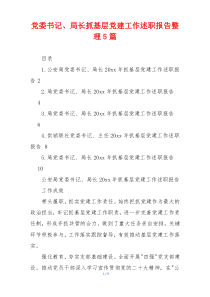 党委书记、局长抓基层党建工作述职报告整理5篇