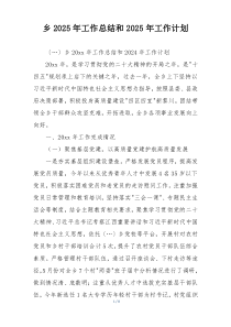 乡2025年工作总结和2025年工作计划