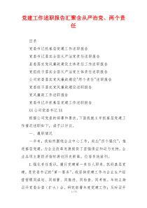 党建工作述职报告汇聚含从严治党、两个责任