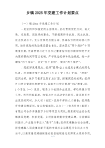 乡镇2025年党建工作计划要点