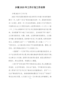 乡镇2025年工作计划工作安排