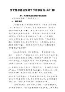 党支部抓基层党建工作述职报告精选（共11篇）