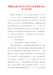 党建办公室2025年上半年工作总结和2025年工作计划