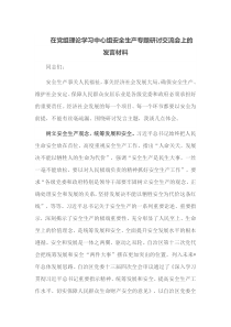 在党组理论学习中心组安全生产专题研讨交流会上的