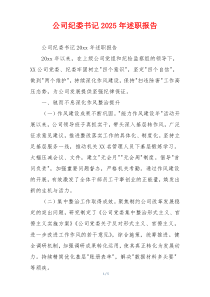 公司纪委书记2025年述职报告