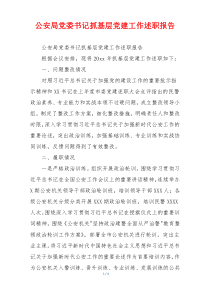 公安局党委书记抓基层党建工作述职报告