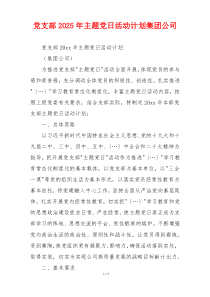 党支部2025年主题党日活动计划集团公司