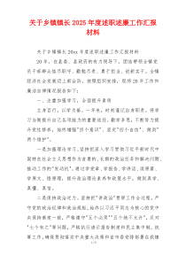 关于乡镇镇长2025年度述职述廉工作汇报材料