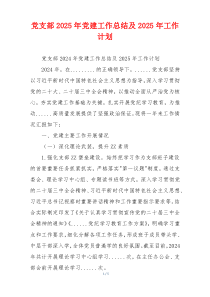 党支部2025年党建工作总结及2025年工作计划