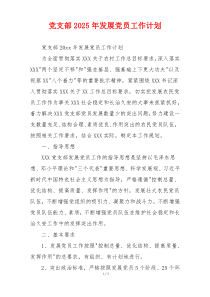 党支部2025年发展党员工作计划