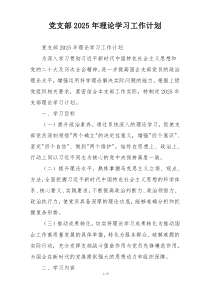 党支部2025年理论学习工作计划