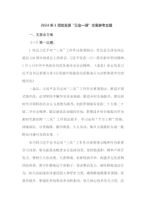 2024年1月党支部三会一课方案参考主题
