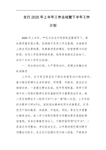 支行2025年上半年工作总结暨下半年工作计划
