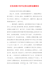 区发改统计局书记局长述职述廉报告