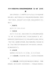 2024年落实中央八项规定精神监督检查过一遍工作方案