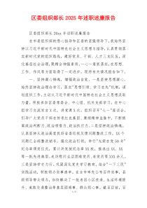 区委组织部长2025年述职述廉报告