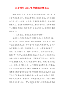 区委领导2025年度述职述廉报告