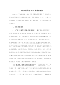 卫健委党支部2024年述职报告