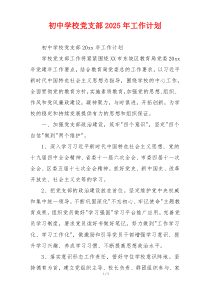 初中学校党支部2025年工作计划