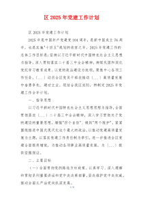 区2025年党建工作计划