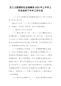 区人力资源和社会保障局2025年上半年工作总结和下半年工作计划