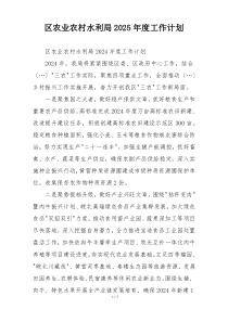 区农业农村水利局2025年度工作计划