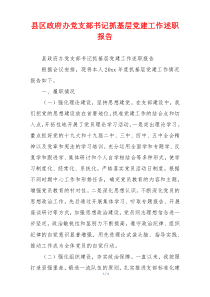 县区政府办党支部书记抓基层党建工作述职报告