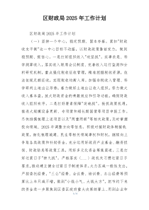 区财政局2025年工作计划