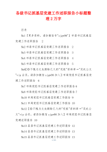 各级书记抓基层党建工作述职报告小标题整理2万字