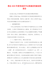 国企2025年度党组织书记抓基层党建述职报告