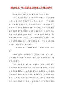 国企党委书记度抓基层党建工作述职报告